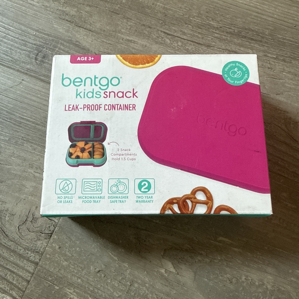 Bentgo  Kids Snack Container  2 Compartments * Leak Proof * Fuchsia/Teal  (NEW)